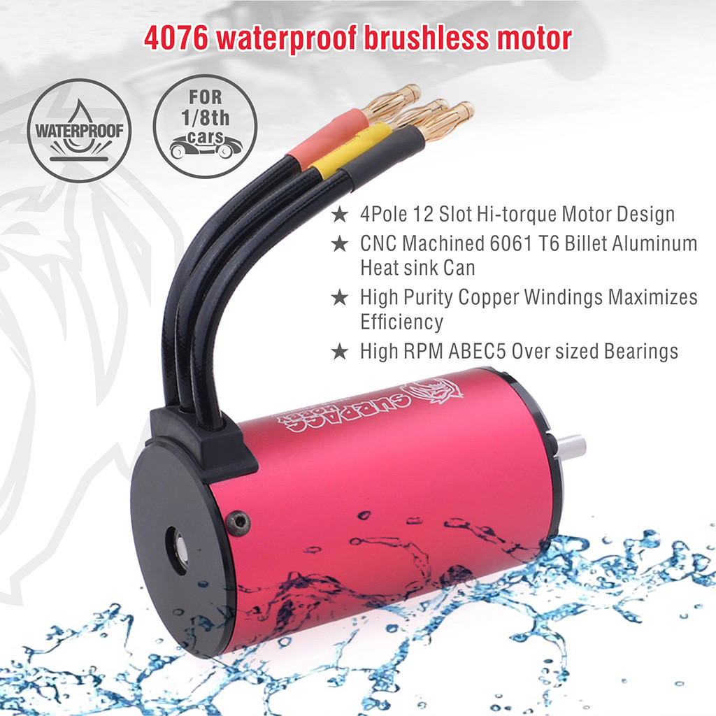 Surpass Hobby Kk 4068/4076 Waterproof Brushless Motor 1700/2000/2250Kv 5.0Mm Shaft For Rc 1/8 Drift
