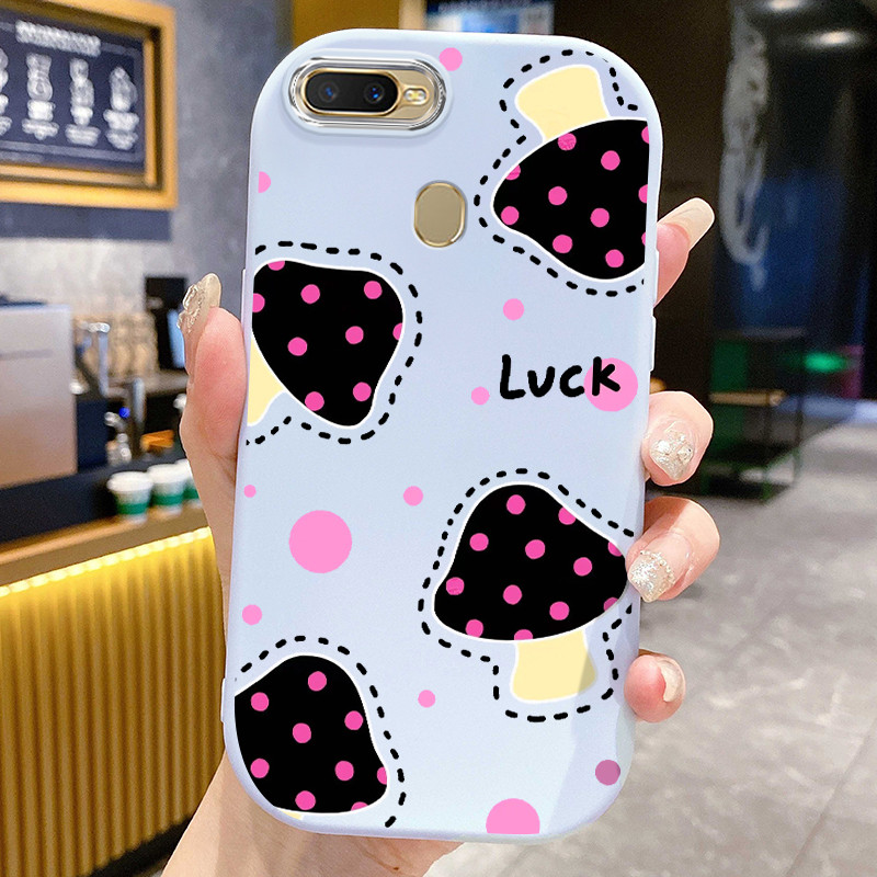 Casing Hp Untuk OPPO A7 A5s A12 A12s A11k Case Casing pola jamur Kesing HP Cesing bulat gemuk Kasing
