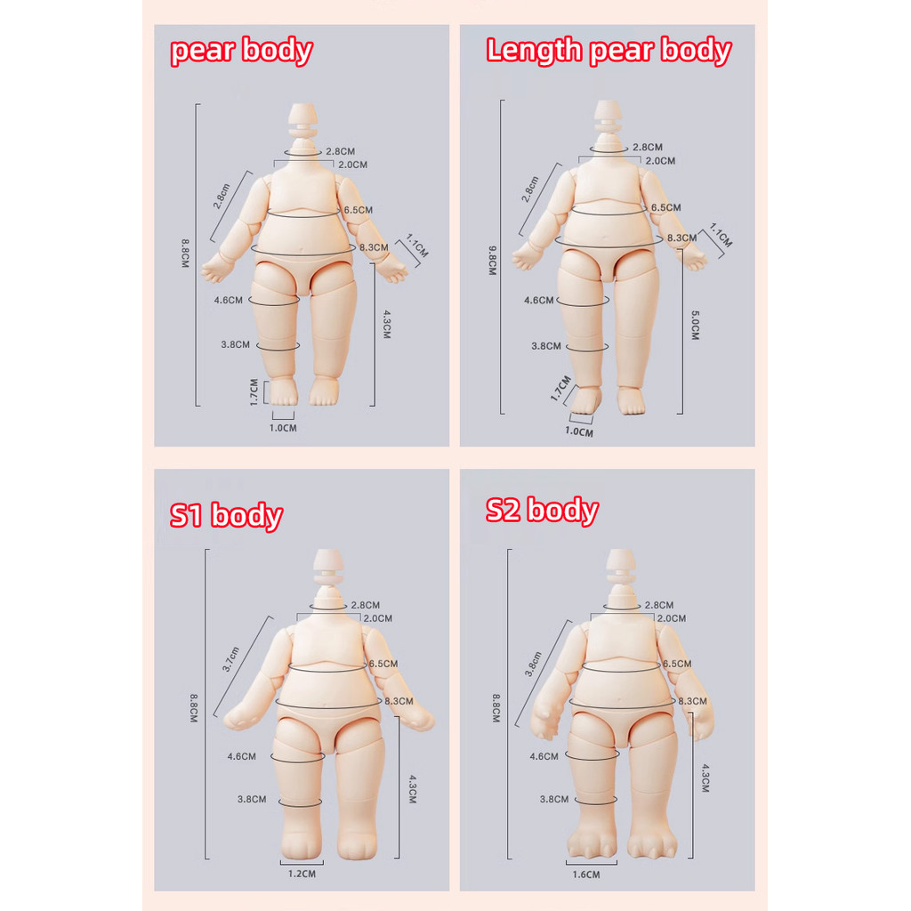 Ymy Doll Pear Body Cat Tail Doll Cat Hand 1/12Bjd Body Ob11 Animal Moveable Joint Body for Ymy, Gsc