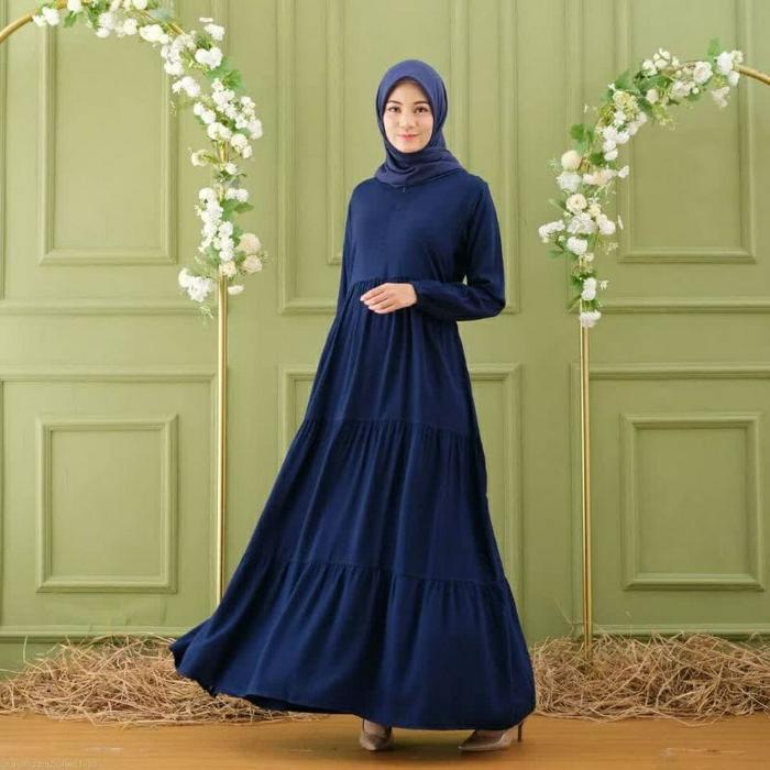 Hanum Dress Jumbo / Gamis Casandra / Bahan Rayon / Baju Kondangan Wanita Polos / Baju Muslim Kain