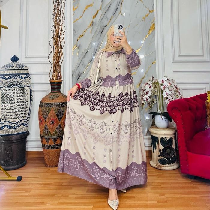 AZZURA gamis Rayon premium lebar mayung Muslim Wanita Dress