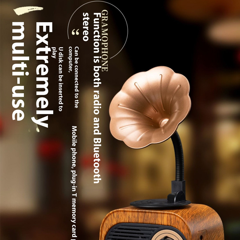 Retro Wood Bluetooth Speaker Portable Wireless Mini Outdoor Sound System with TF FM Radio Music MP3