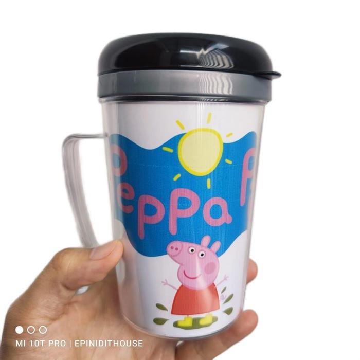 PEPPA PIG TUMBLER KECIL BOTOL MINUM MUG CANGKIR PLASTIK ANAK KARTUN