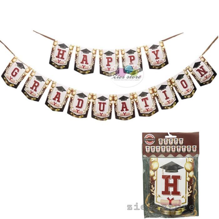 Banner Happy Graduation / Bunting Flag Wisuda Motif Toga