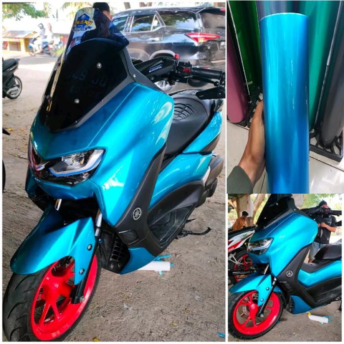 Stiker Skotlet Motor Biru Muda Candy Metalik Motorcycle