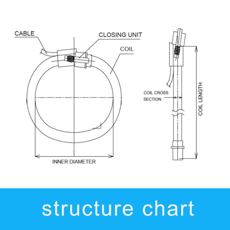 Flexible Rogowski Coil Current Sensor FRC510-G1 with Integrator input 4000A output 333mv 1000mv