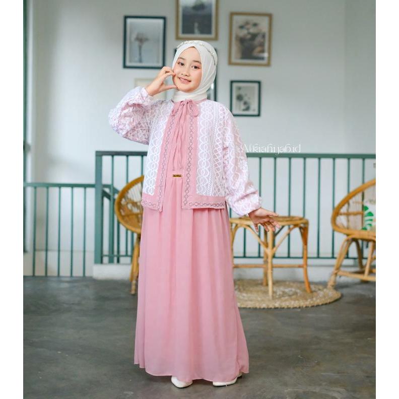 Andin Gamis Abaya Anak Remaja Tanggung Usia 6-17 Tahun Bahan Ceruti Babydoll Mix Payet Motif Payet