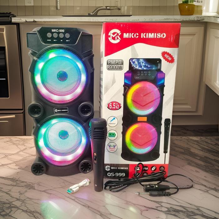 Mkc Kimiso-999 Audio Bluetooth Speaker Bass 6,5 In Speaker Bluetooth Karaoke Extra Bass Led Mkc 999