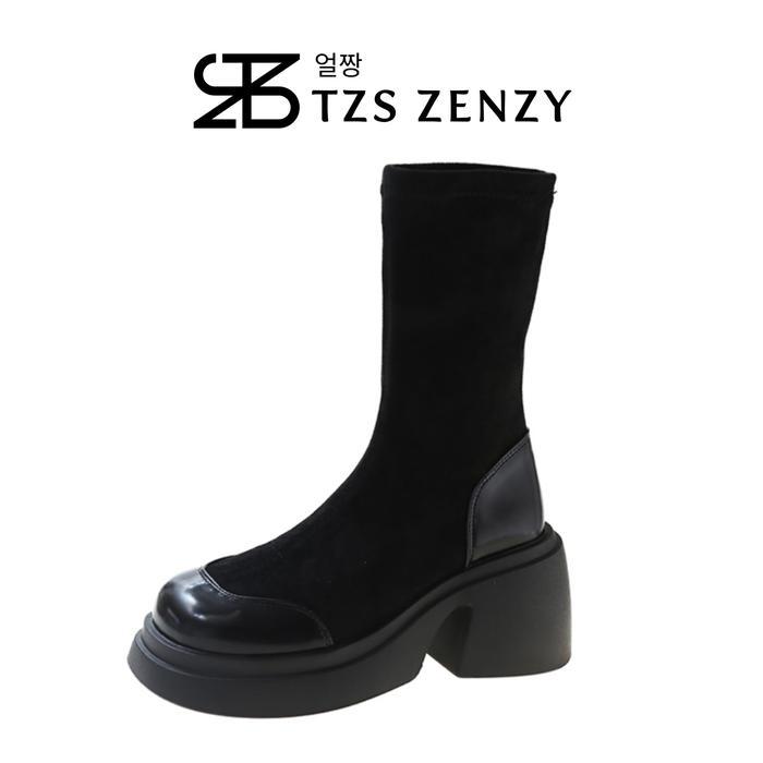 Thebags.Id - Tzs Zenzy Yeoldora Boots Korea Design - Sepatu Boots Wanita Pertengahan Betis - Boots