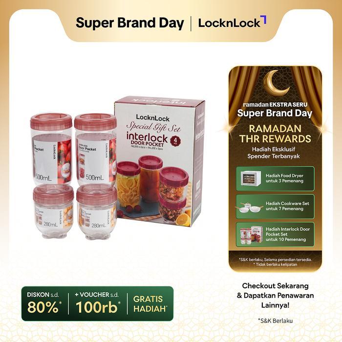 TERLARIS LocknLock Special Gift Set Interlock Door Pocket 4P - INL203NYREDS4 Toples Makanan