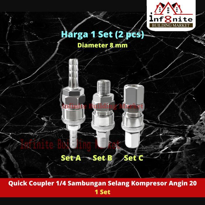 Sambungan Kopler Angin Quick Coupler Selang Kompresor 20 Mf 1 Set