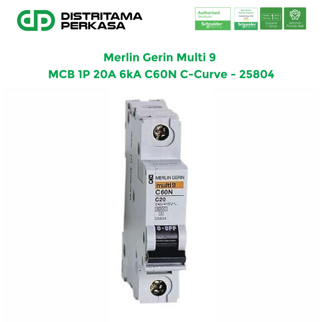 Merlin Gerin Multi9 MCB 1P 20A 6kA Kurva C - 25804