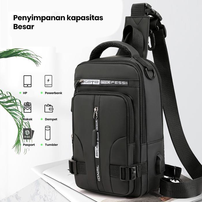 Aerostreet - Tas Selempang Pria Keren Multifungsi Usb Charge Fashion Ts713