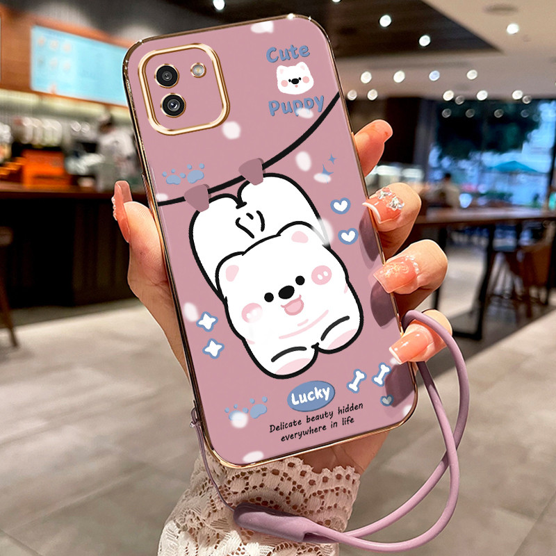 Casing Hp Untuk Samsung Galaxy A03 A03s A03 Core Case Anjing kecil pink pelapisan Kekinian Cesing si