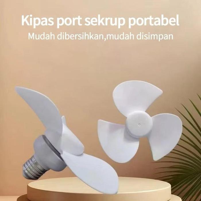 "New" Lampu kipas angin gantung plafon Kipas USB E27 berputar 360 kipas kecil portabel