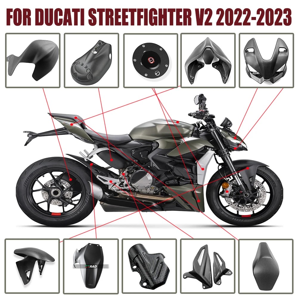 For DUCATI Streetfighter V2 2022-2023 Carbon Fiber Body & Frame Cover Panels Full Fairing Kits Motor