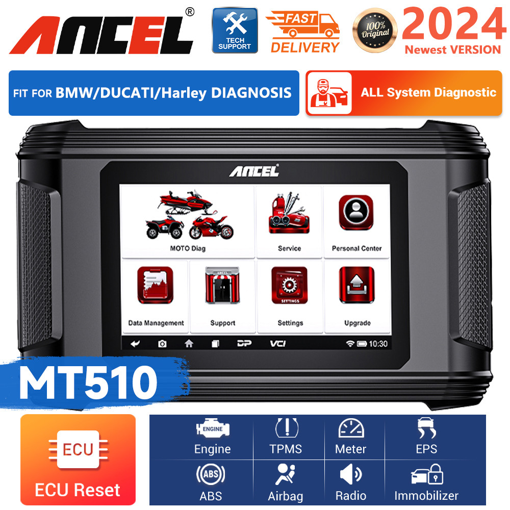 ANCEL MT510 Motorcycle Scanner All System OBD2 Diagnostic Tool for 8MW /DUCATI/Harley Support 30+Fun