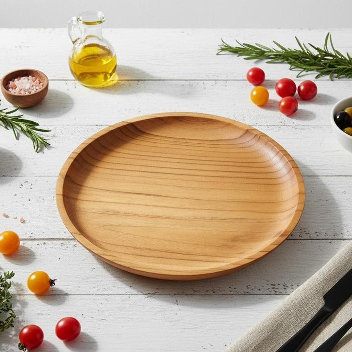 PIRING KAYU JATI 20 CM / PIRING KAYU / PIRING WADAH MAKANAN