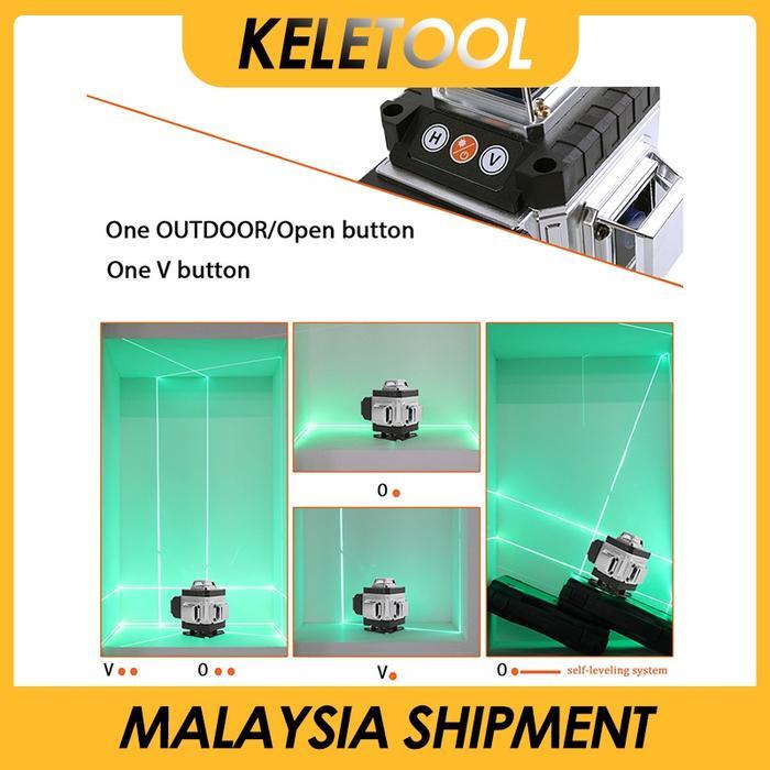 4D 16 Line Waterpass Laser Bangunan Level Leser Bangunan Keramik Timbangan Alat Tukang Meter Kramik