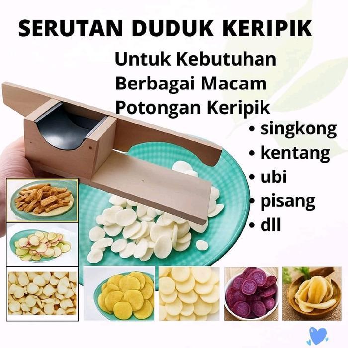 Serutan Duduk Keripik Multifungsi Alat Pemotong Singkong Kentang Ubi Pisang Praktis Pisau
