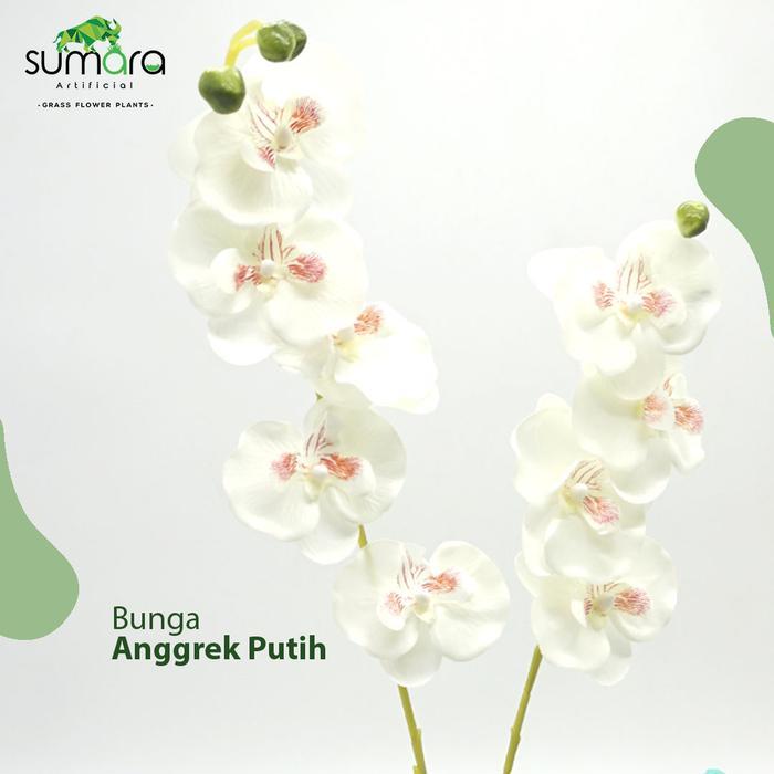Bunga Anggrek Putih Plastik + Pot Cantik