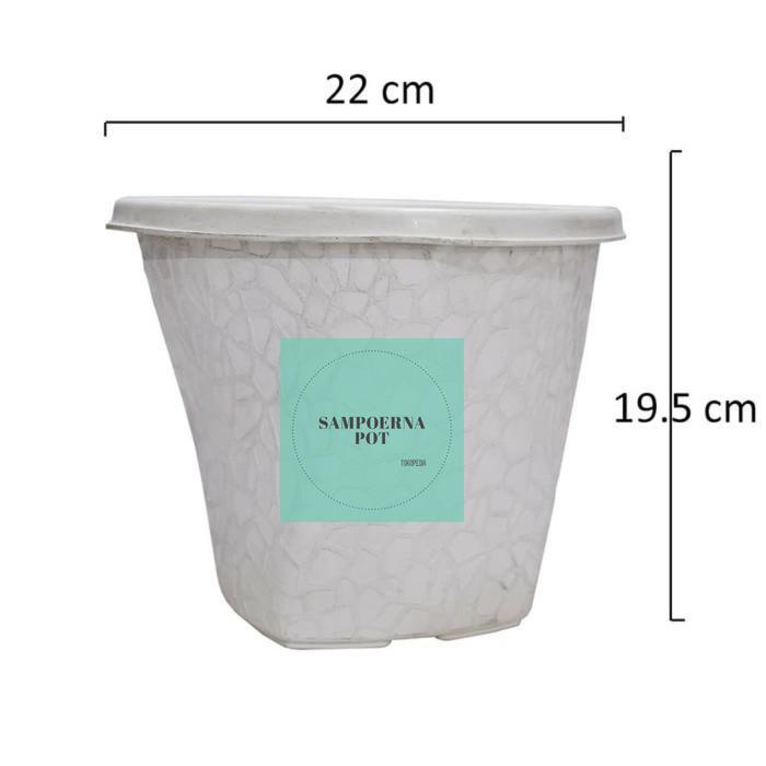 pot bunga tanaman Twister putih 20cm - twister