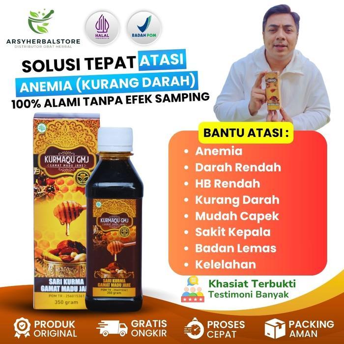 KURMAQU GMJ Sari Kurma Gamat Madu Jahe Untuk Anemia, Kurang Darah, Darah Rendah, Anemia Aplastik, HB