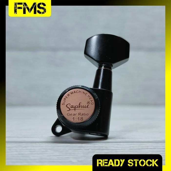 SAPHUE 1:18 Modern Locking Tuning Pegs Black L Side Premium Super Machine Head Tuner Dryer Peg Gitar