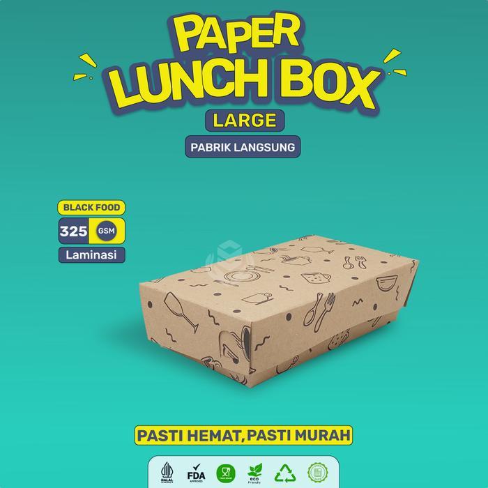 (100 Pcs) Paper Lunch Box Kraft Large / Lunch Box Paper Food Grade Tebal 325 Gsm / Lb2K424