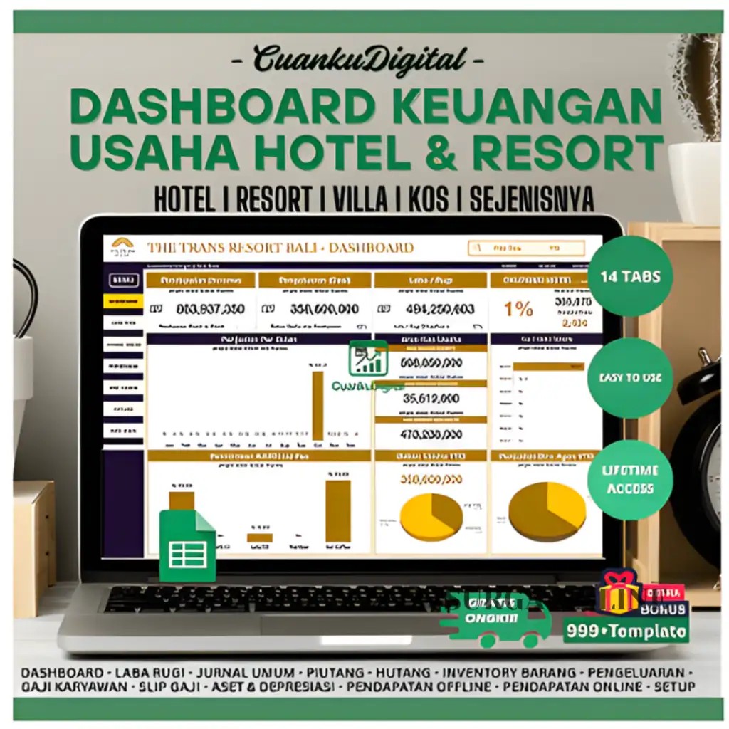 Template Laporan Keuangan Hotel Villa Resort Kos Apartemen Hostel Penjualan Online Offline