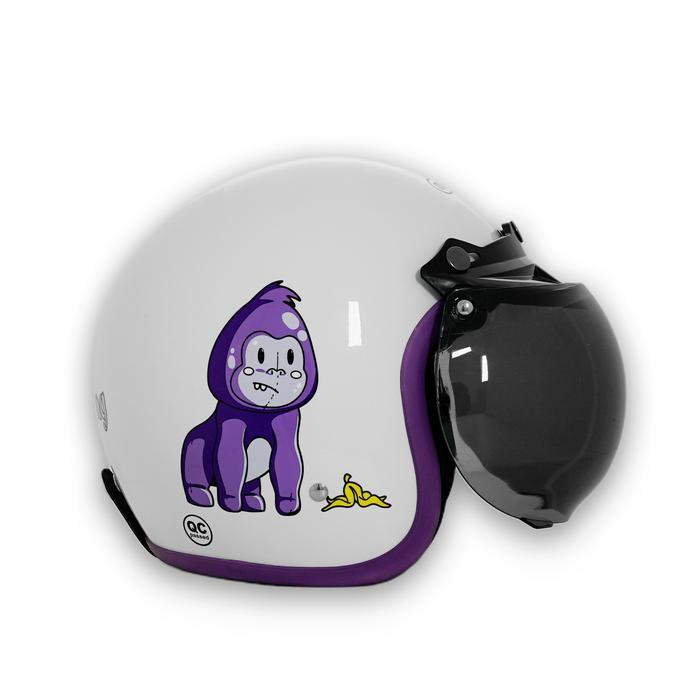 TERMURAH Marzano Helm Anak Retro Bogo Half Face Kids Series Ba Kong White Glossy Size S-XL