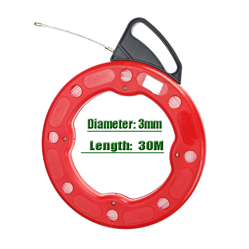 15-30 Meter Nylon Professional Cable Puller Flexible Glider Swivel Fish Tape Portable Reel Conduit