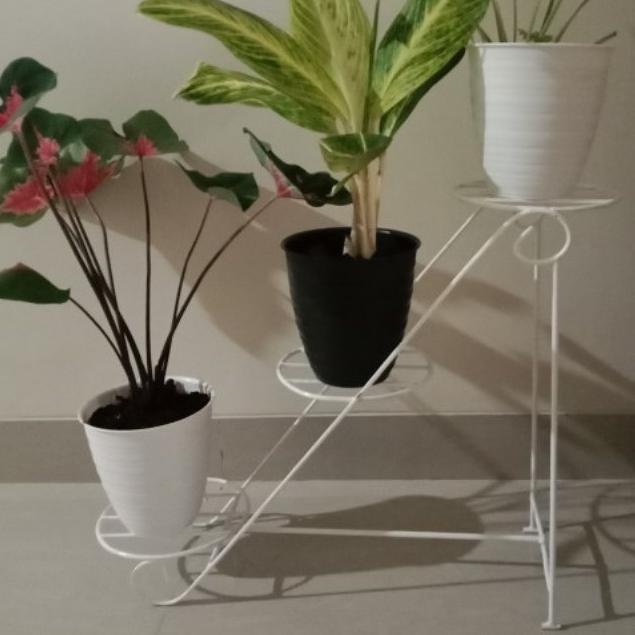Rak Pot Bunga Besi Minimalis Model Sepatu 3In1 / Rak Bunga Besi Murah/Standing Pot Besi/Standing Pot