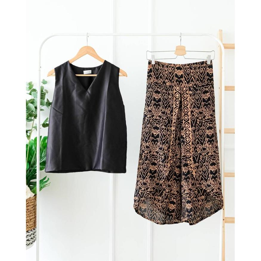 ONE SET BATIK MODERN SATIN TOP KULOT BATIK 7/8 PREMIUM WANITA SLEEVELE