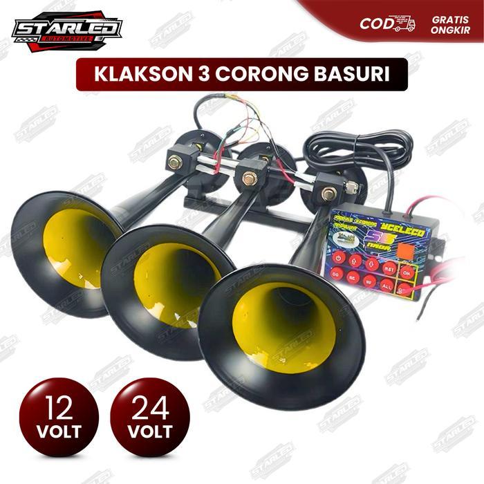 Klakson Telolet 3 Corong Basuri Modul Telolet Dan Modul 56 Nada 12V-24V