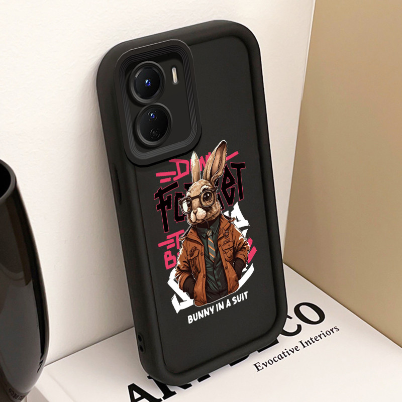 Casing Hp untuk VIVO Y16 Y35 4G Y35 5G Y56 5G Case Kelinci berkacamata Kasing silikon yang lagi hits