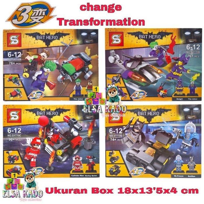 Sheng Yuan Sy770 Bat Hero Mainan Brick Minifigure Batman Joker Harley Quinn Robin Block Susun 3