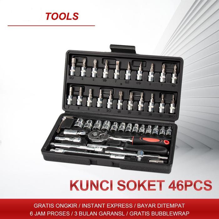 kunci sok 1 set komplit murah 46pcs,Kunci bengkel motor komplit,Obeng set komplit serbaguna,Obeng
