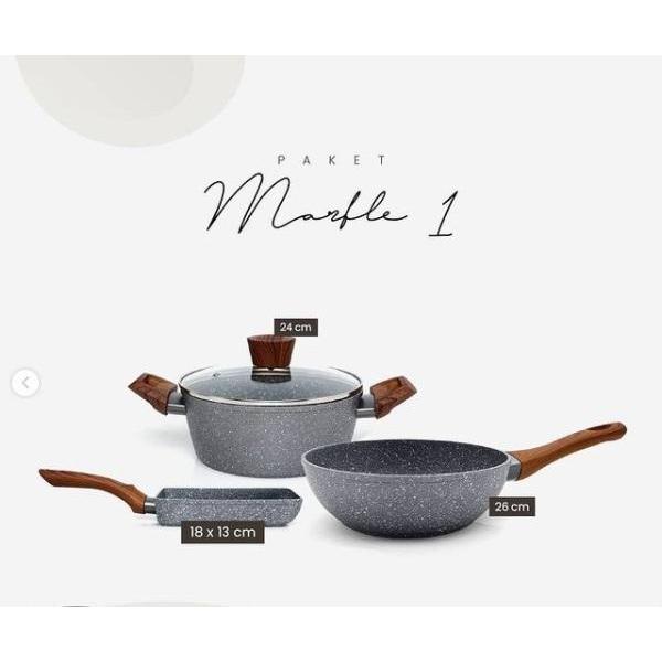 Cypruz Paket Marble Series 1 Set Panci Marbel Granit Ceramic