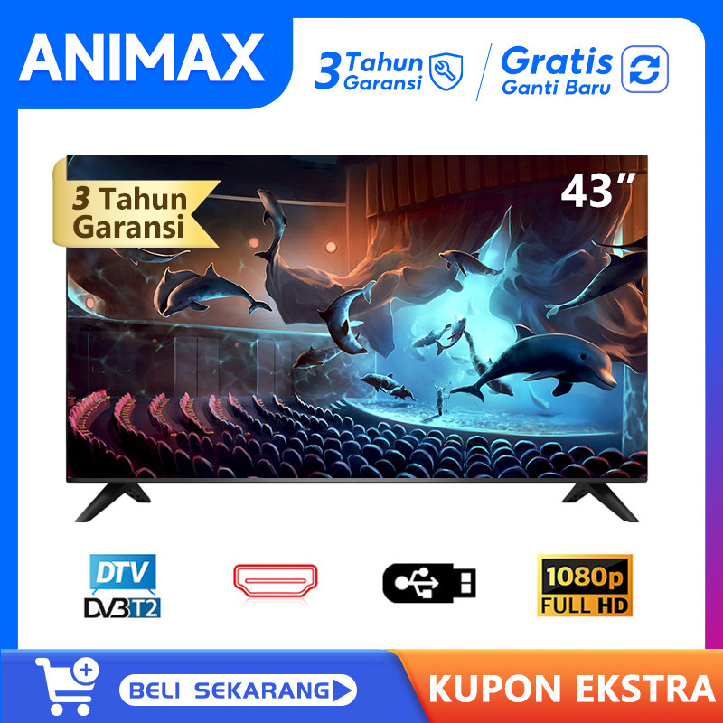 (Gratis Kayu)Animax Smart TV LED 43 inch Digital TV 43 inch 32 inch Smart TV Televisi Murah FHD Prom
