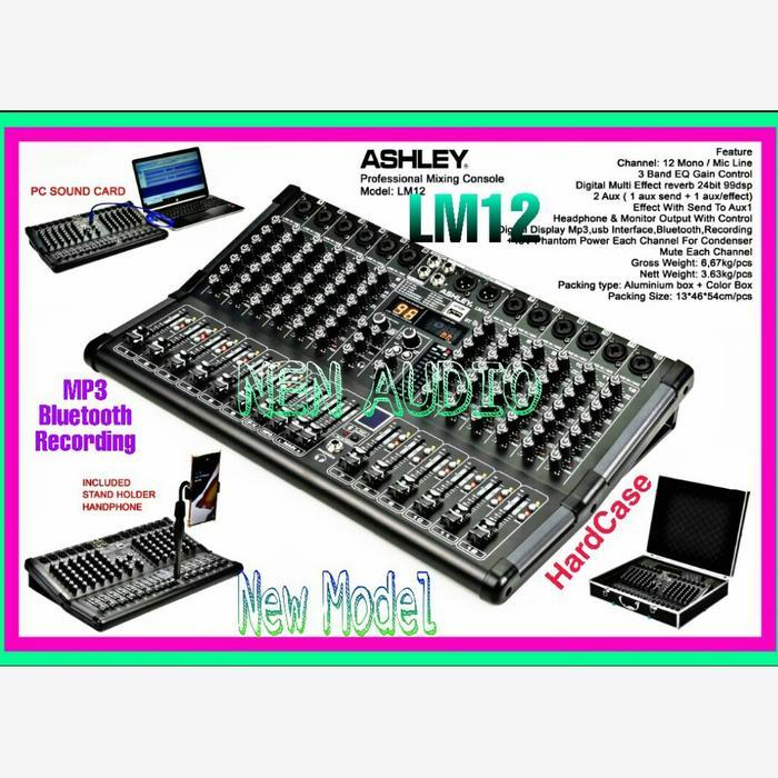Mixer ASHLEY LM12 Original 12 Chanel Mp3 Bluetooth PC Recording Scard