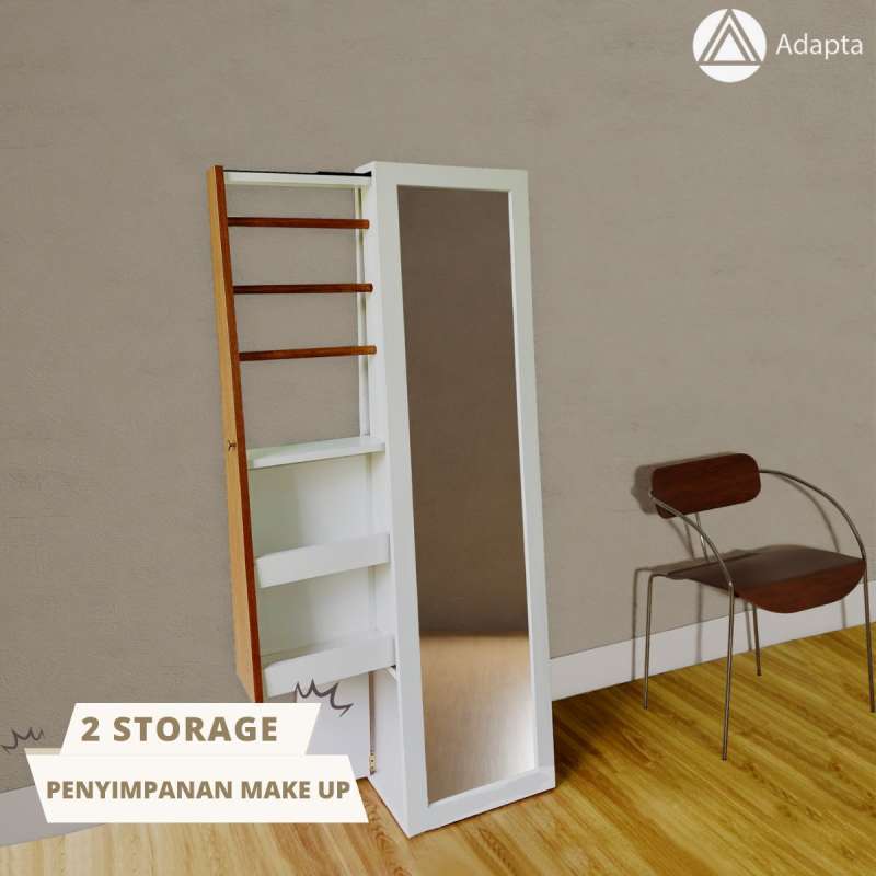 Adapta Standing Mirror Full Body - Cermin Berdiri Rak Hijab dan Rak Make Up