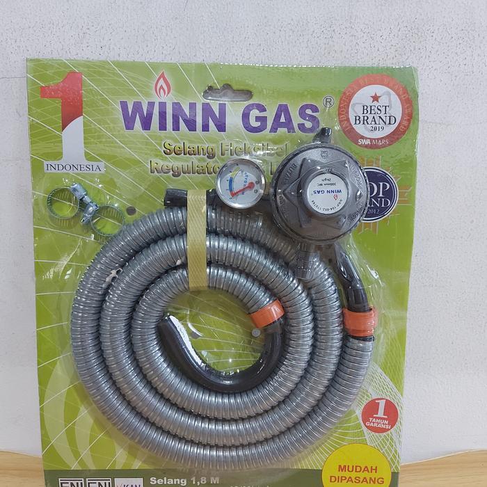 Regulator Gas LPG Komplit Winn Gas W 418 M dengan meter dan selang
