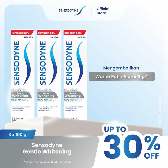 Sensodyne Toothpaste Pasta Gigi Sensitif Essensial Care Whitening 3X100Gr - Triplepack