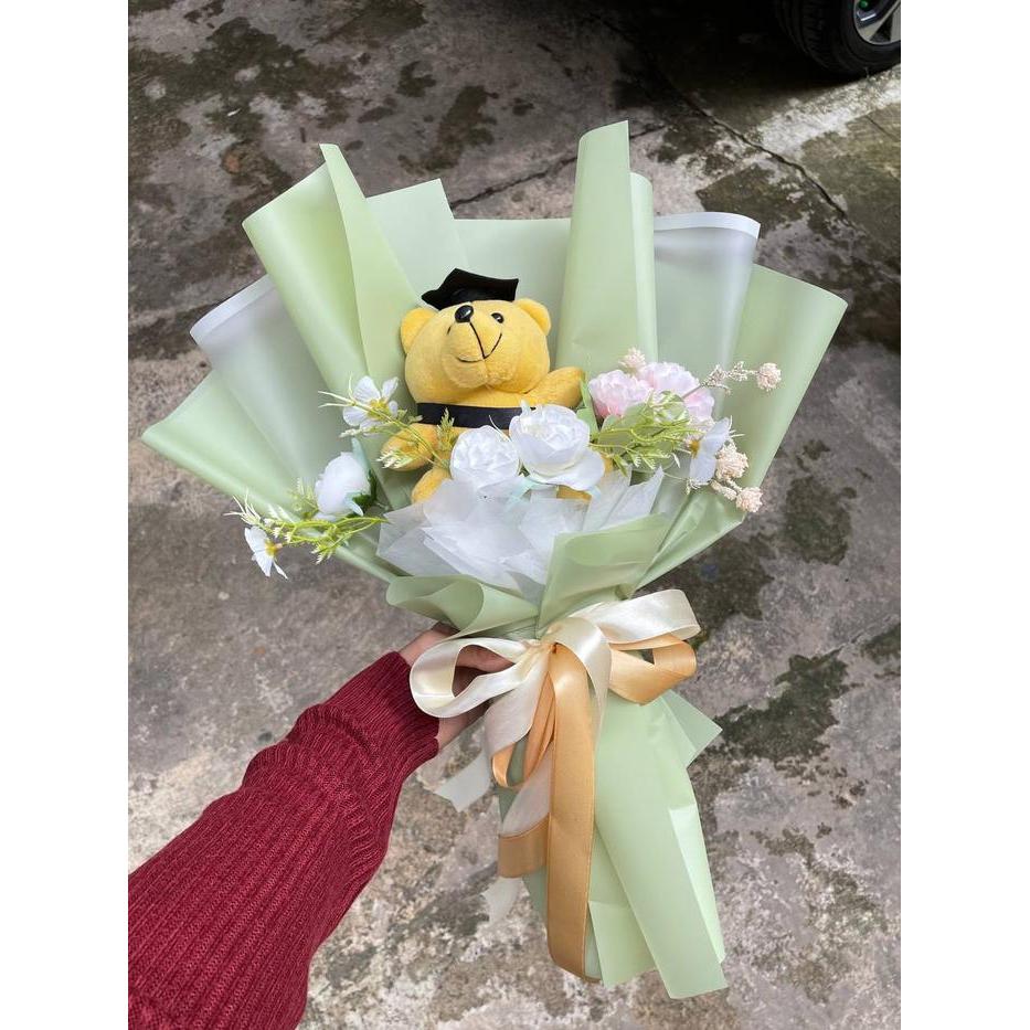 BUKET BONEKA WISUDA / BUCKET BUNGA ARTIFICIAL WISUDA COWOK CEWEK SKRIPSI SIDANG GRADUATION PREMIUM