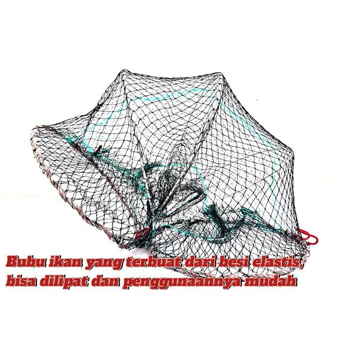 Phoenix Land Bubu Perangkap Ikan Udang Kepiting Lipat Bentuk Lingkaran Jaring Nilon Ikan Udang