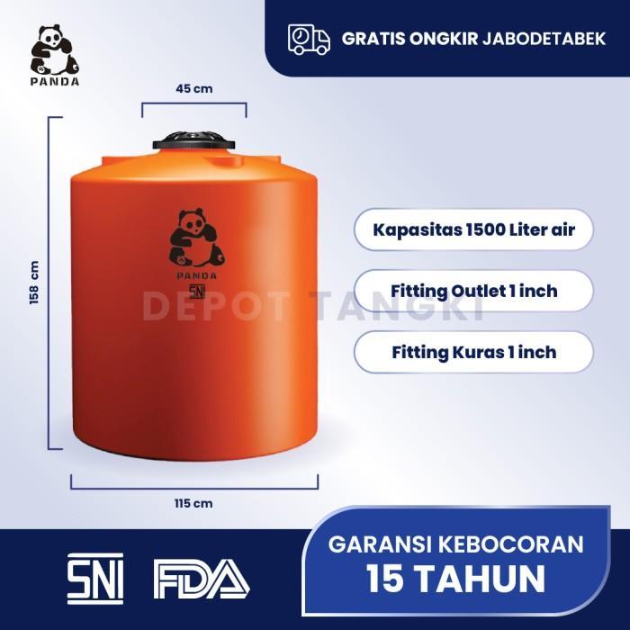 Tangki Toren Tandon Air Panda 500, 650, 1000, 1500, 2000, 3000, 5000 L - 500 liter, Orange - 1500 li