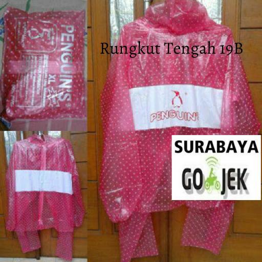Jas Hujan Pinguin Polkadot Setelanan Celana