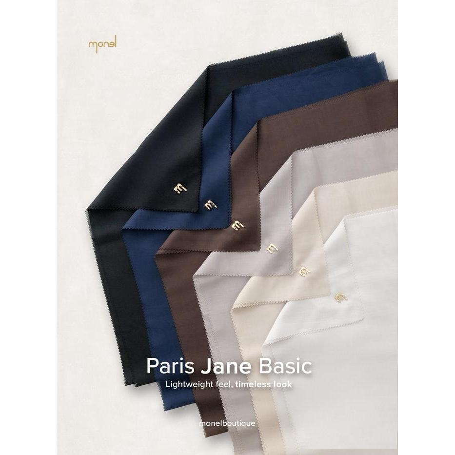 ASLI MONEL Hijab Kerudung Segi Empat TIVARA VOAL BASIC Bahan Paris Ukuran 115 x 115 cm Warna Black