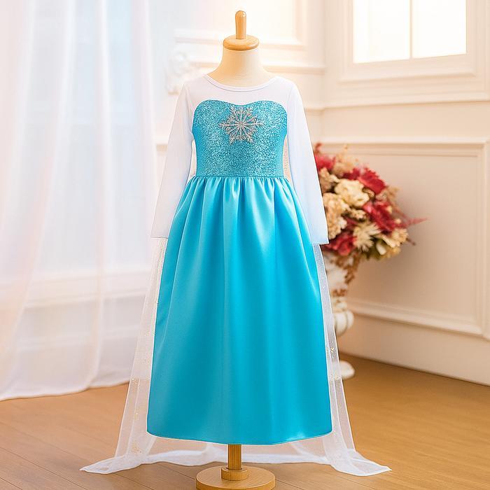 Kostum Elsa Lengan Panjang/ Baju Elsa Lengan Putih Gaun Birthday Girl Anak Fashion Perempuan